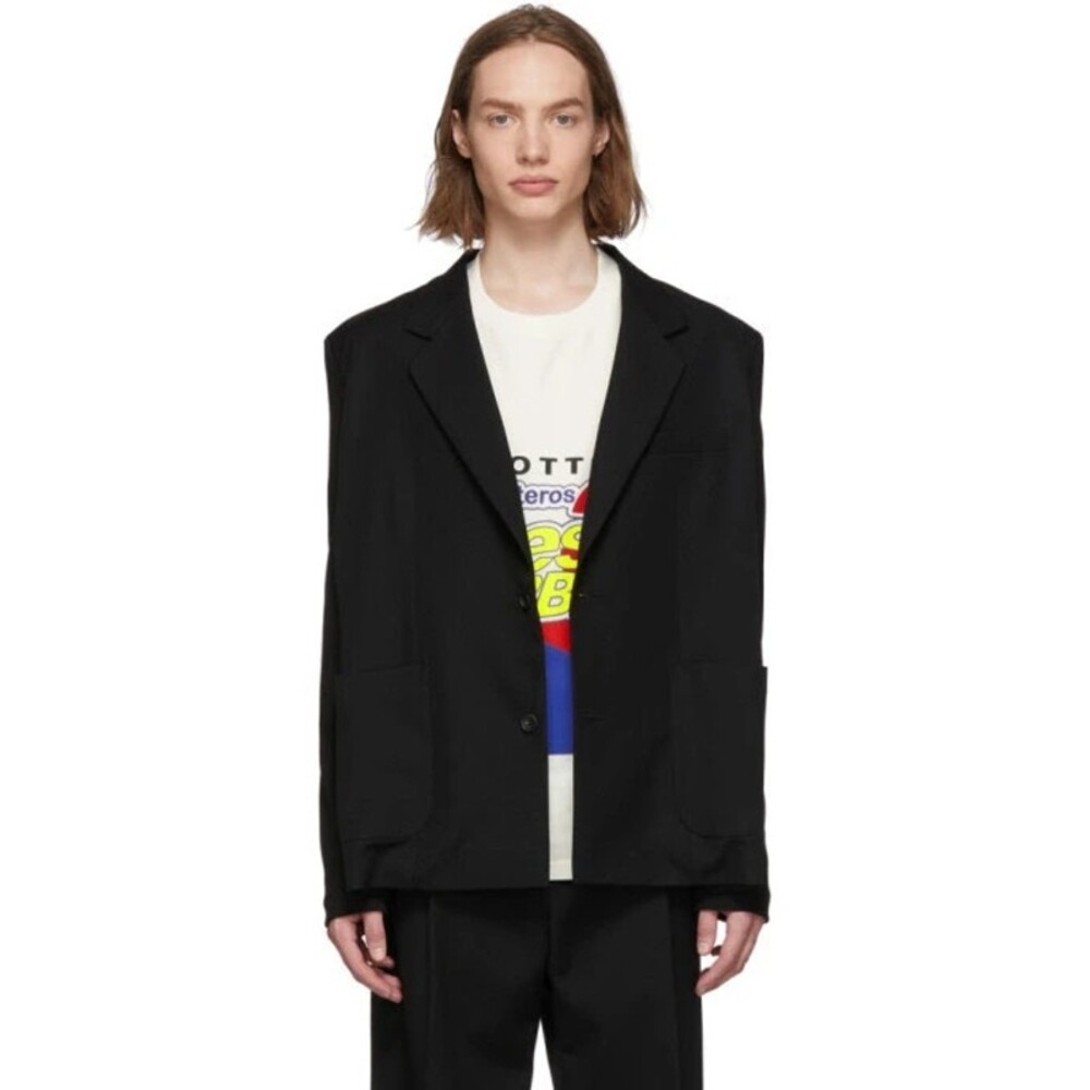Botter Wool Tricot Sleeve Blazer 50 40 M Mens Black Avant Garde $1275